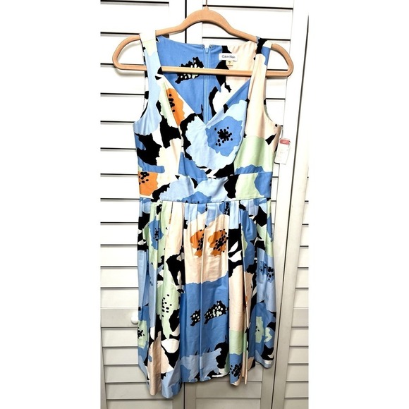 Calvin Klein Dresses & Skirts - Calvin Klein Floral Colorful Sleeveless Pleated A-Line Flare Dress Size 6 NWT